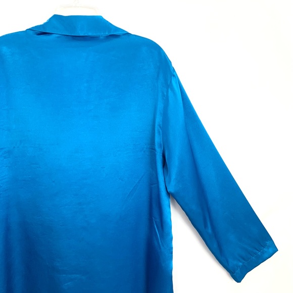 Victoria's Secret Blue Satin buttoned front Pajama Top - Picture 5 of 9